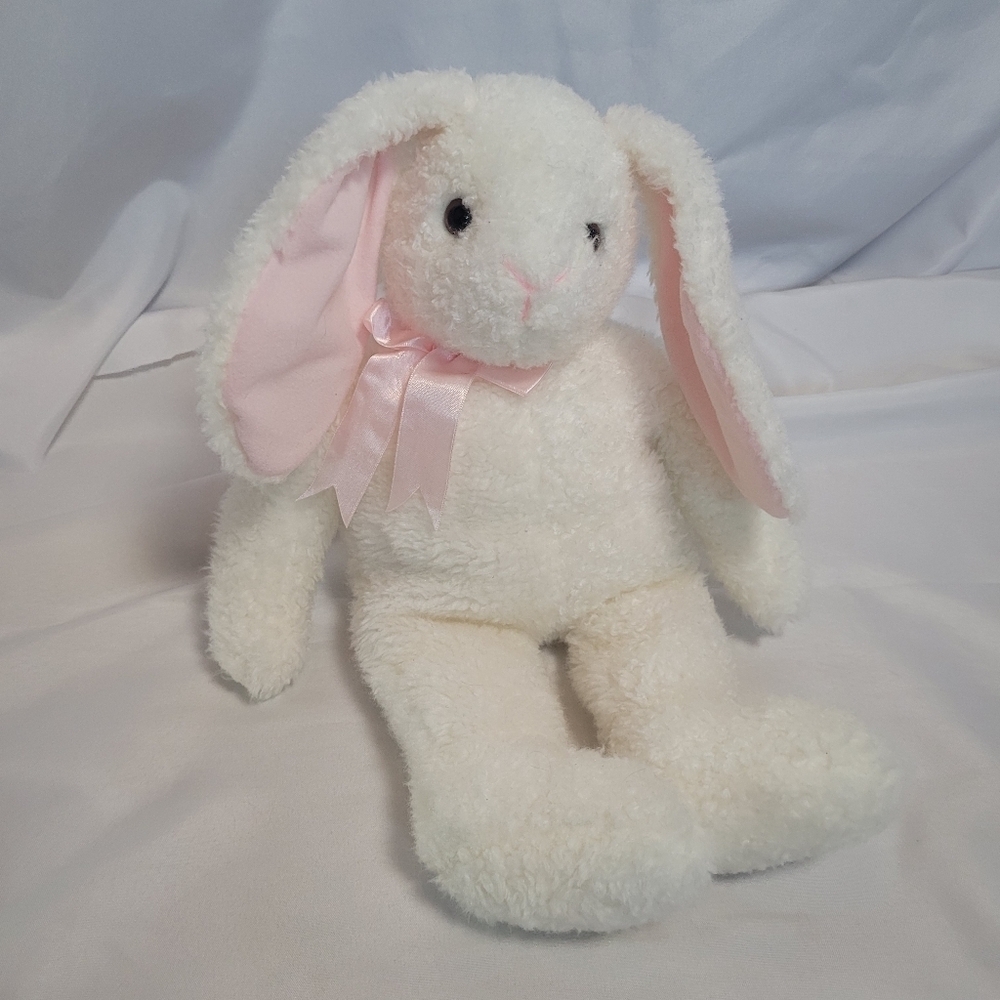 Ty Classics White Curly Hair Pink Ears 16" Bunny Rabbit Plush VTG 1991